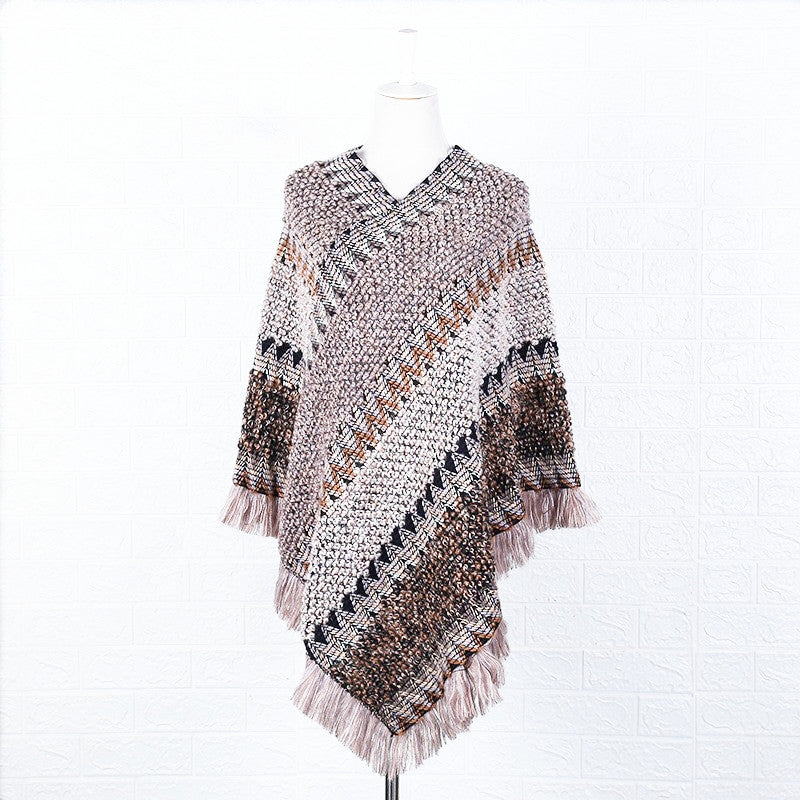 Chevron Knit Tassel Kimono Wrap - NO_32