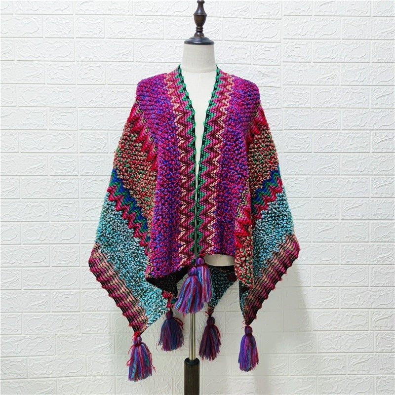 Chevron Knit Tassel Kimono Wrap - NO_5