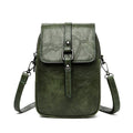 Vintage Buckle Flap Phone Crossbody Bag - Olive