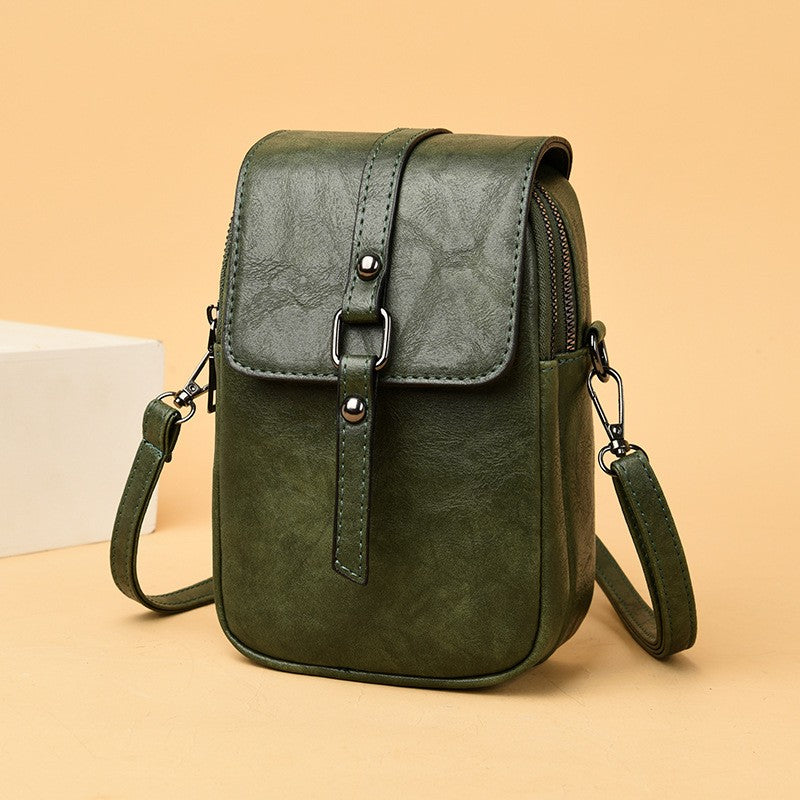 Vintage Buckle Flap Phone Crossbody Bag