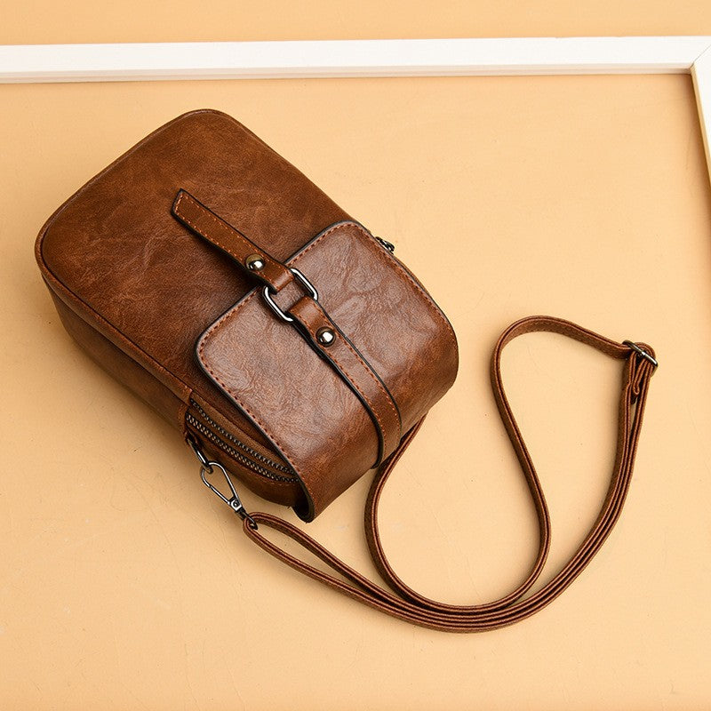 Vintage Buckle Flap Phone Crossbody Bag