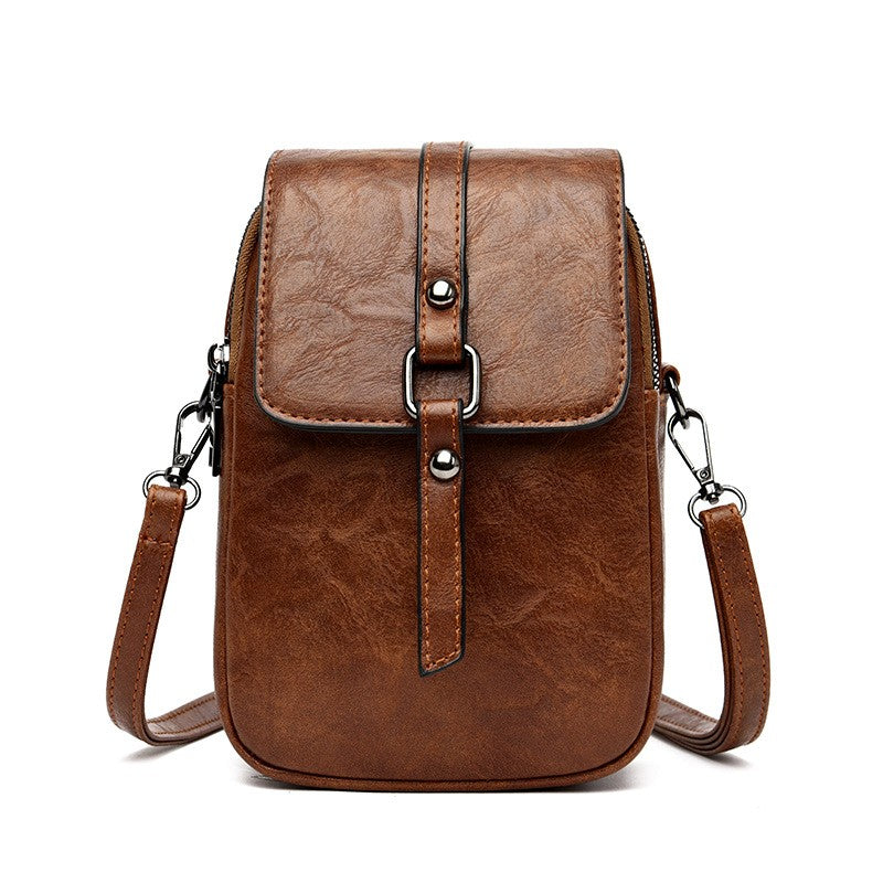 Vintage Buckle Flap Phone Crossbody Bag