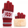 Nordic Snowflake Touchscreen Knit Gloves - Red