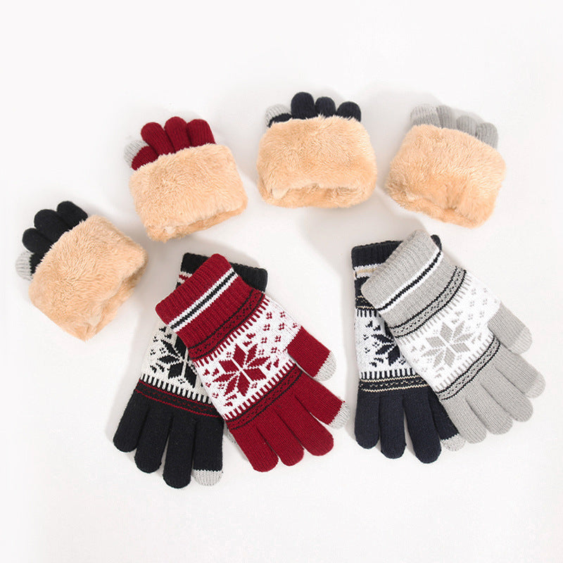 Nordic Snowflake Touchscreen Knit Gloves