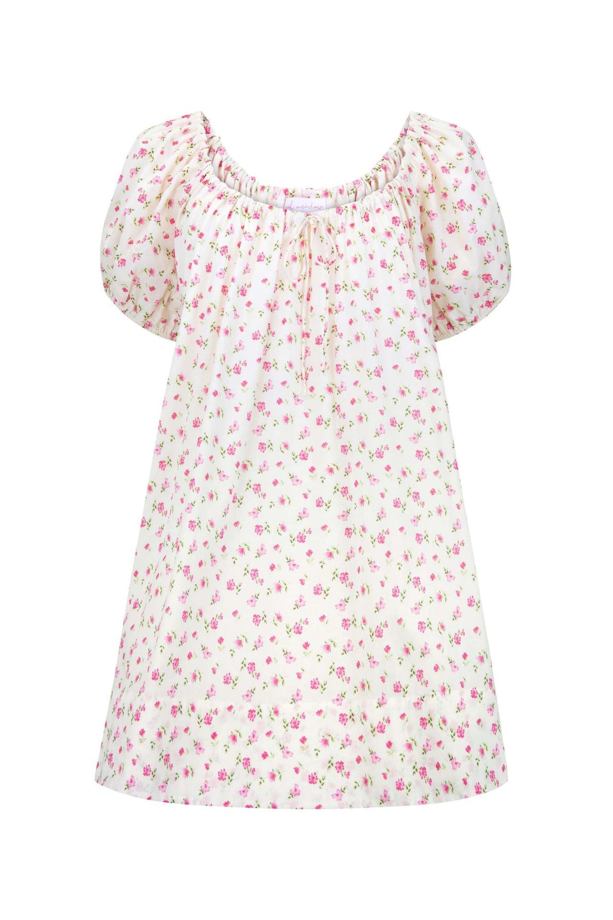 Scoop Neck Puff Sleeve Swing Minidress - Rose