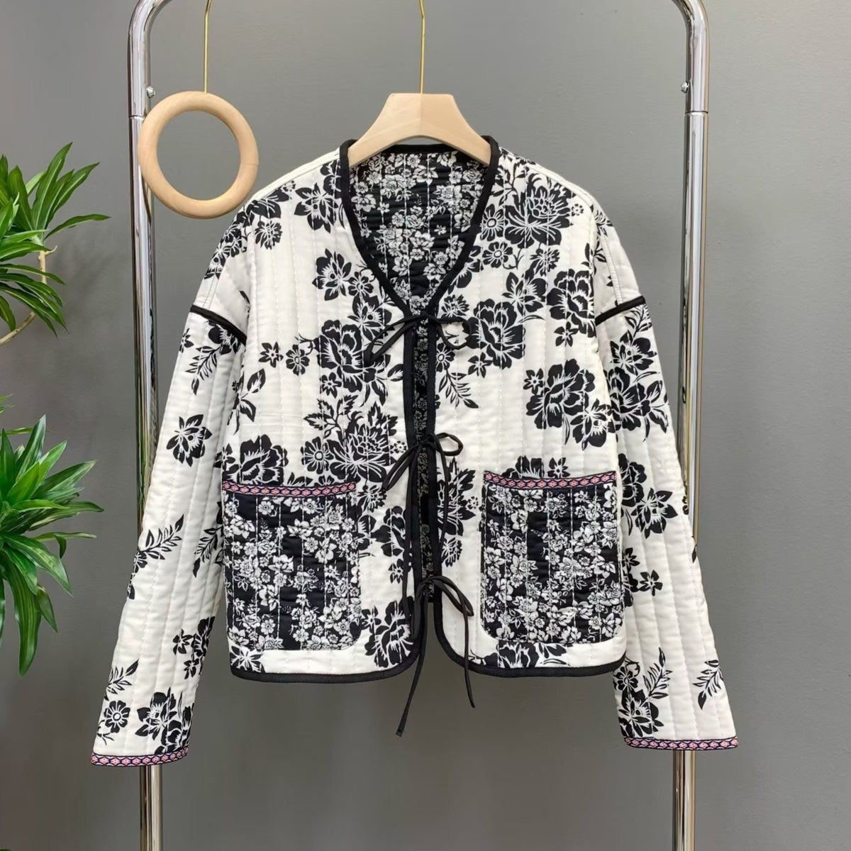 Reversible Floral Print Quilted Padded Jacket - Floral - 1