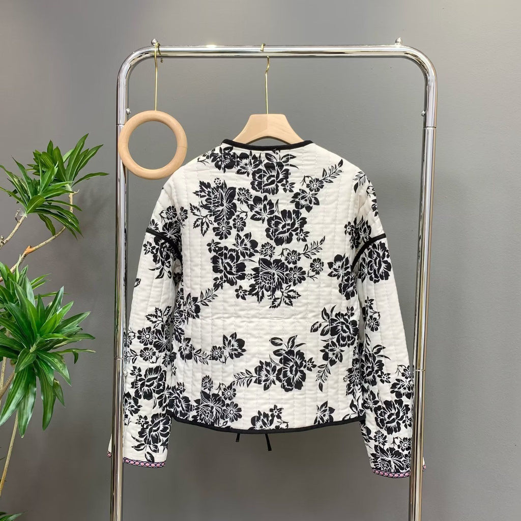 Reversible Floral Print Quilted Padded Jacket - Floral - 4