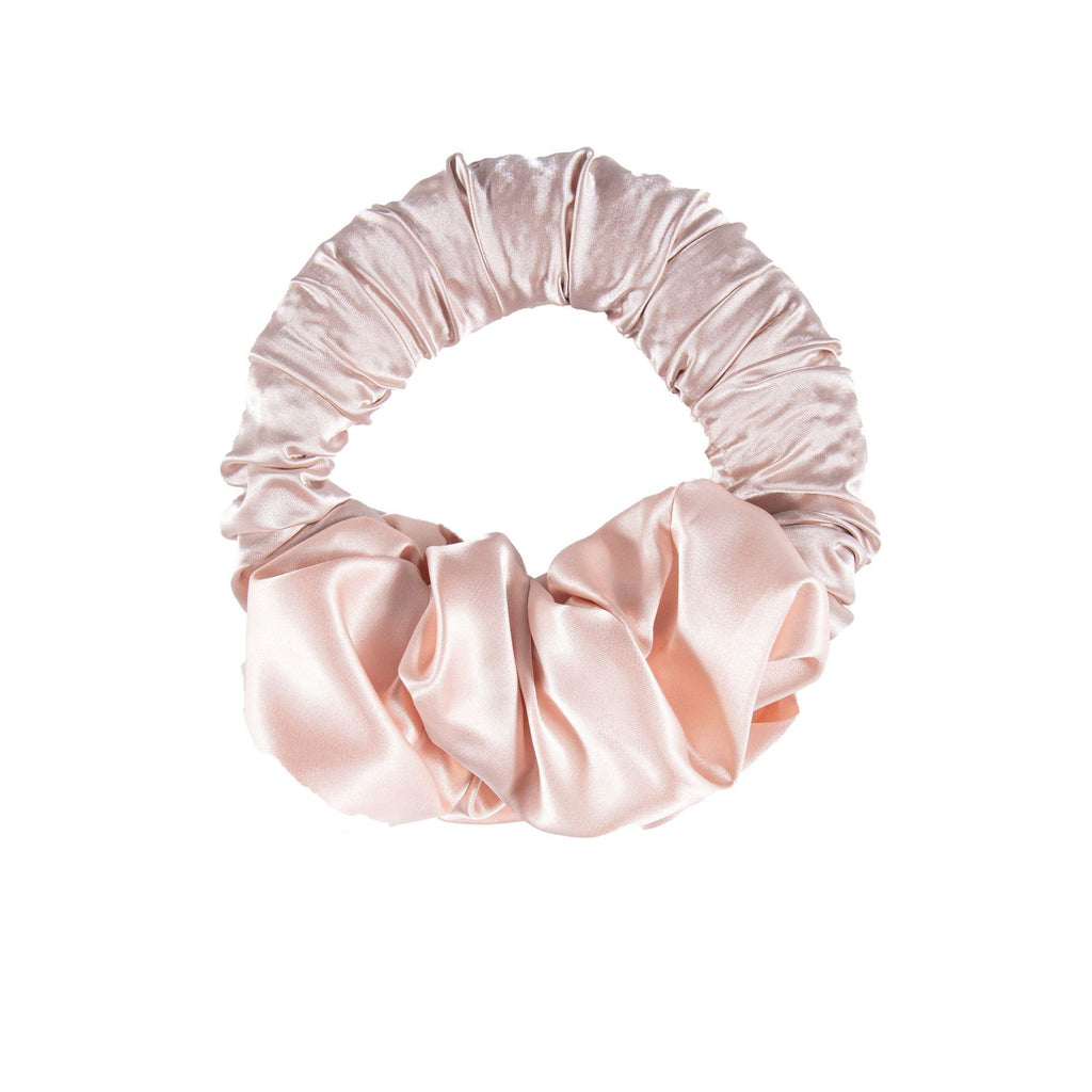 Oversized Satin Bun Cover Scrunchie - Beige