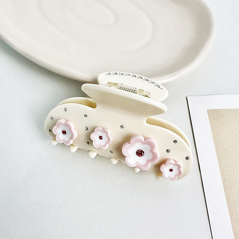 Floral Embellished Acetate Hair Claw Clip - Color_03