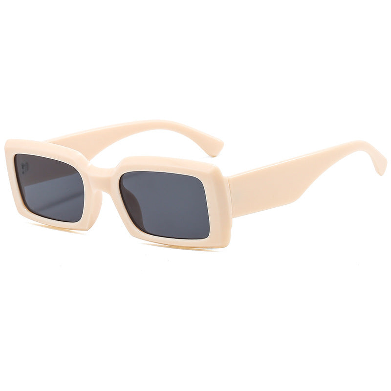 Retro Frosted Square Sunglasses for Women - Beige