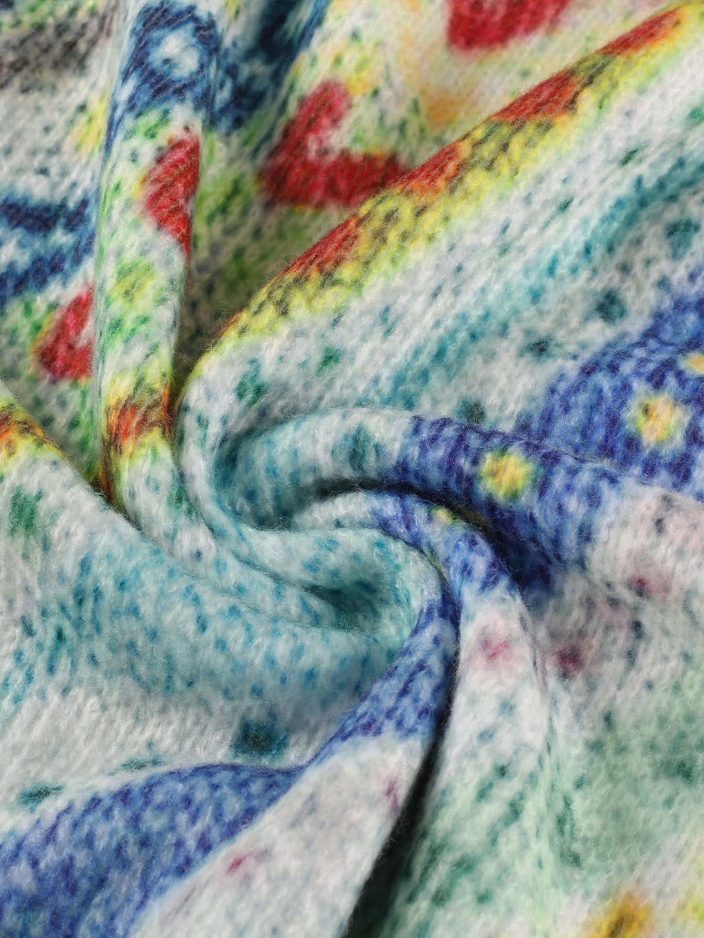 Painterly Folk Knit Mock Neck Sweater - Multi - 11