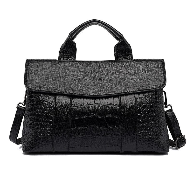 Croc Embossed Flap Top Handle Bag