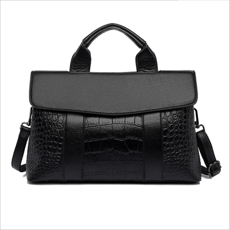 Croc Embossed Flap Top Handle Bag