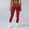 Contrast Trim Seamless High Waist Yoga Leggings - Cherry Red