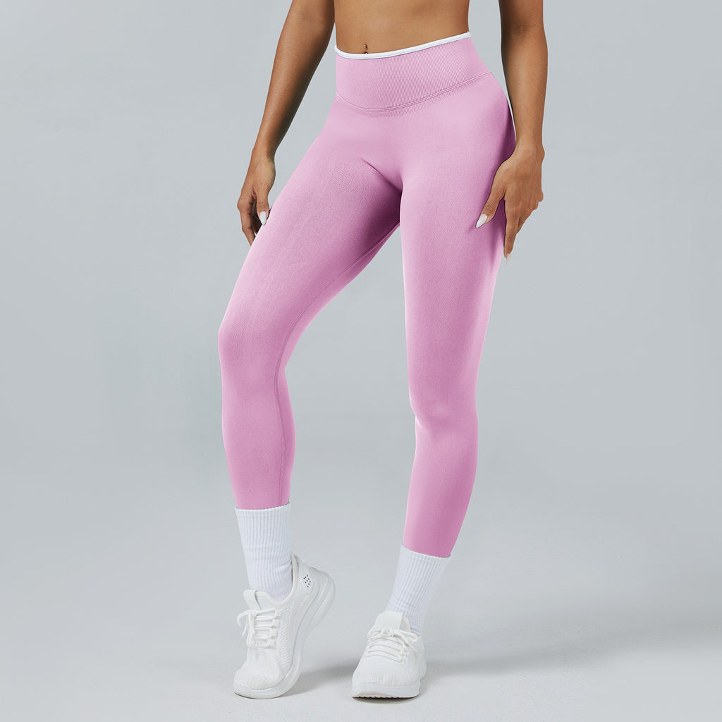 Contrast Trim Seamless High Waist Yoga Leggings
