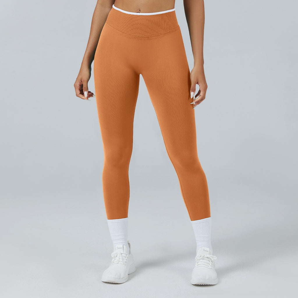 Contrast Trim Seamless High Waist Yoga Leggings