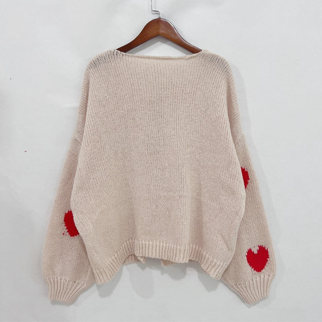 Heart And Strawberry Tie Front Cardigan - Apricot - 1