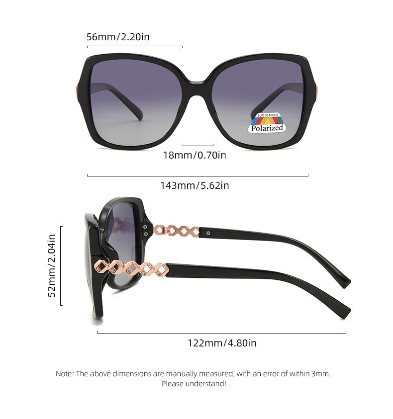 Oversized Square Sunglasses With Twisted Chain Arms - BLACK - 1