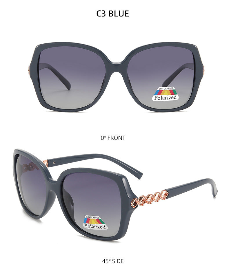 Oversized Square Sunglasses With Twisted Chain Arms - BLUE