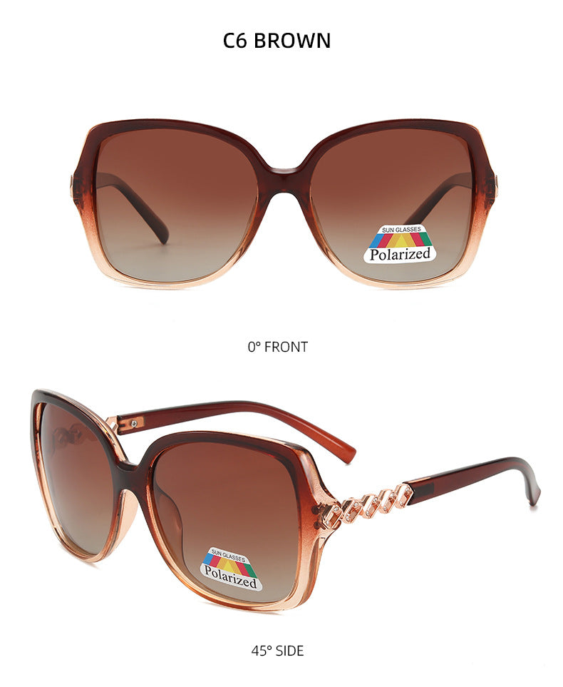 Oversized Square Sunglasses With Twisted Chain Arms - BROWN