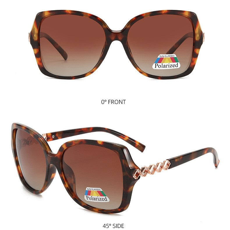 Oversized Square Sunglasses With Twisted Chain Arms - LEOPARD