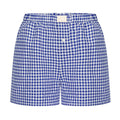 Gingham Check Elastic Waist Lounge Shorts - Blue