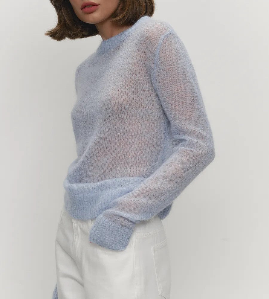 Lightweight Sheer Crewneck Knit Top