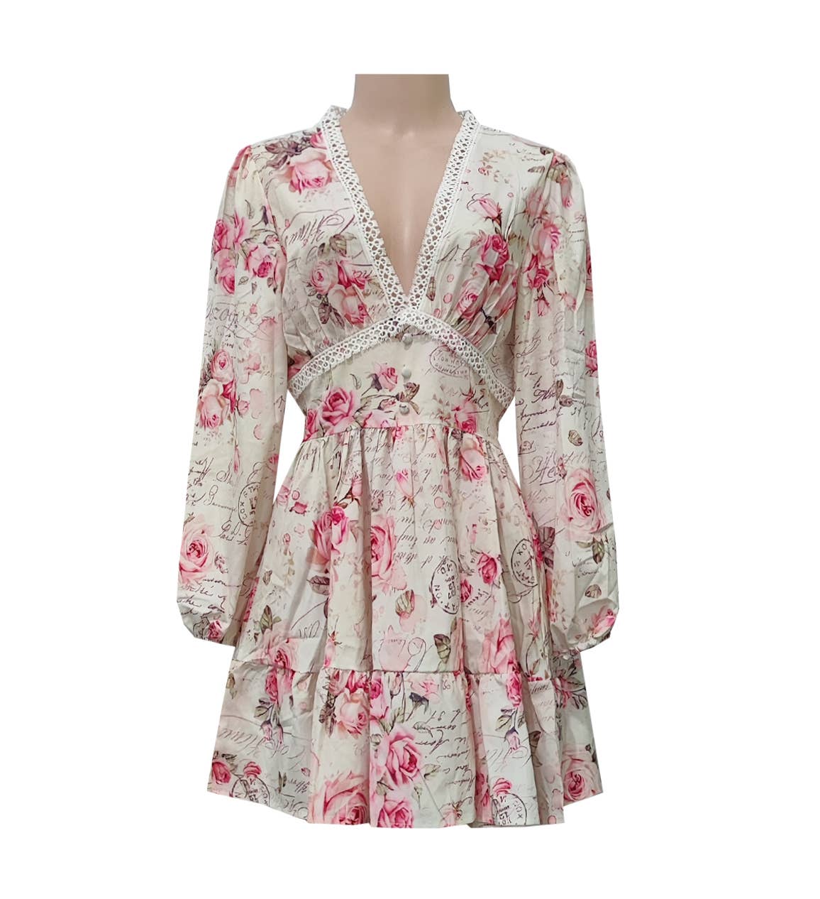 Balloon Sleeve Floral Ruffle Mini Dress