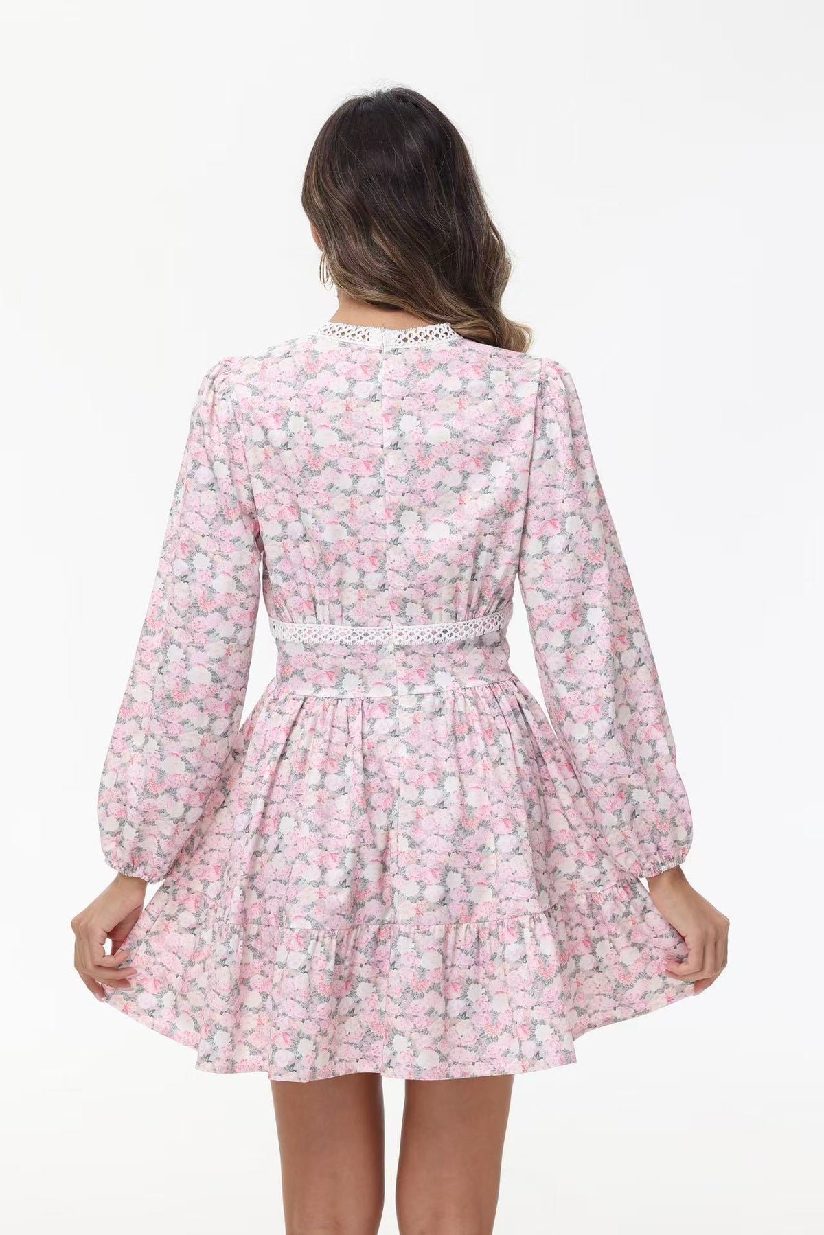 Balloon Sleeve Floral Ruffle Mini Dress - view 3