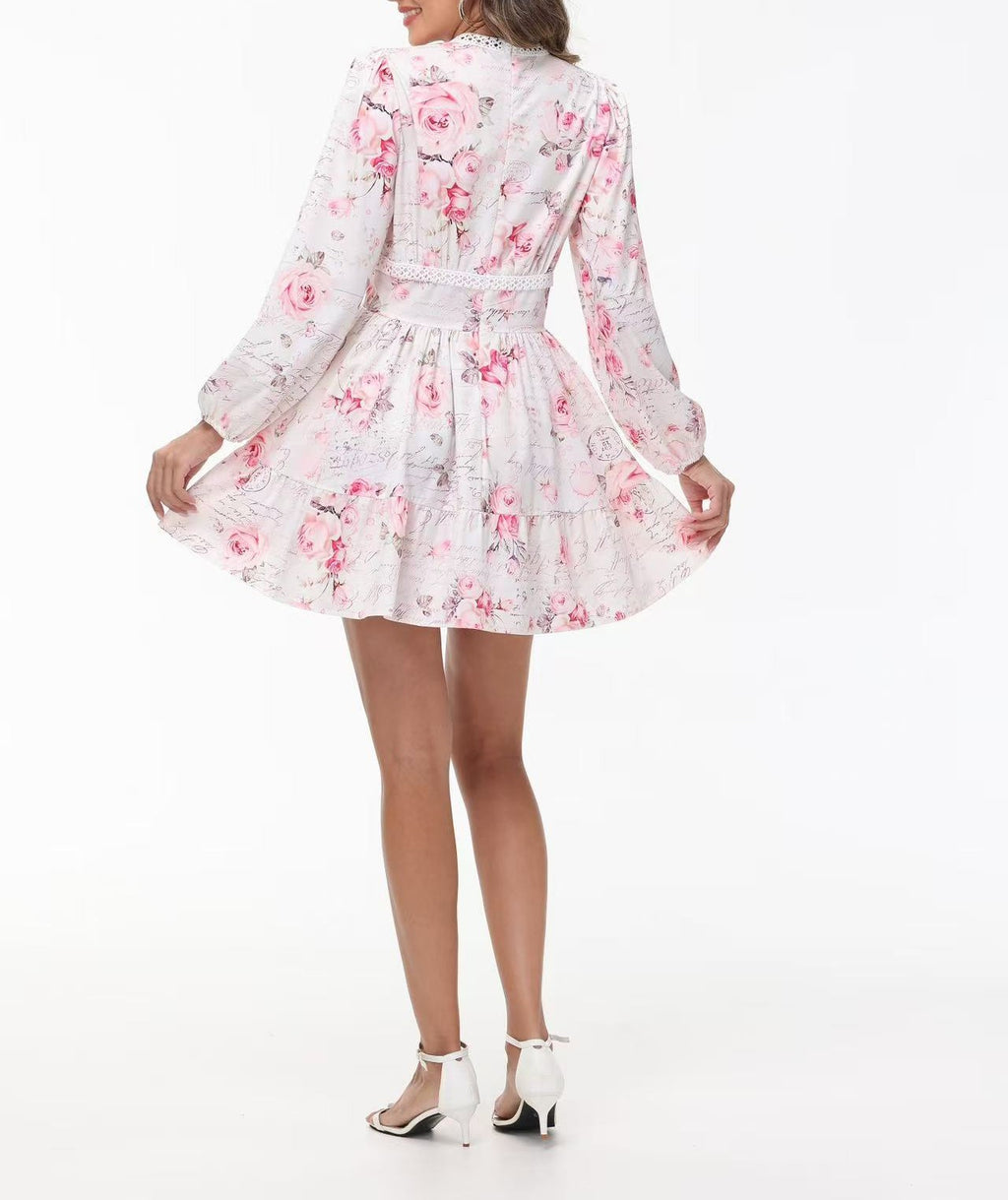 Balloon Sleeve Floral Ruffle Mini Dress - view 7