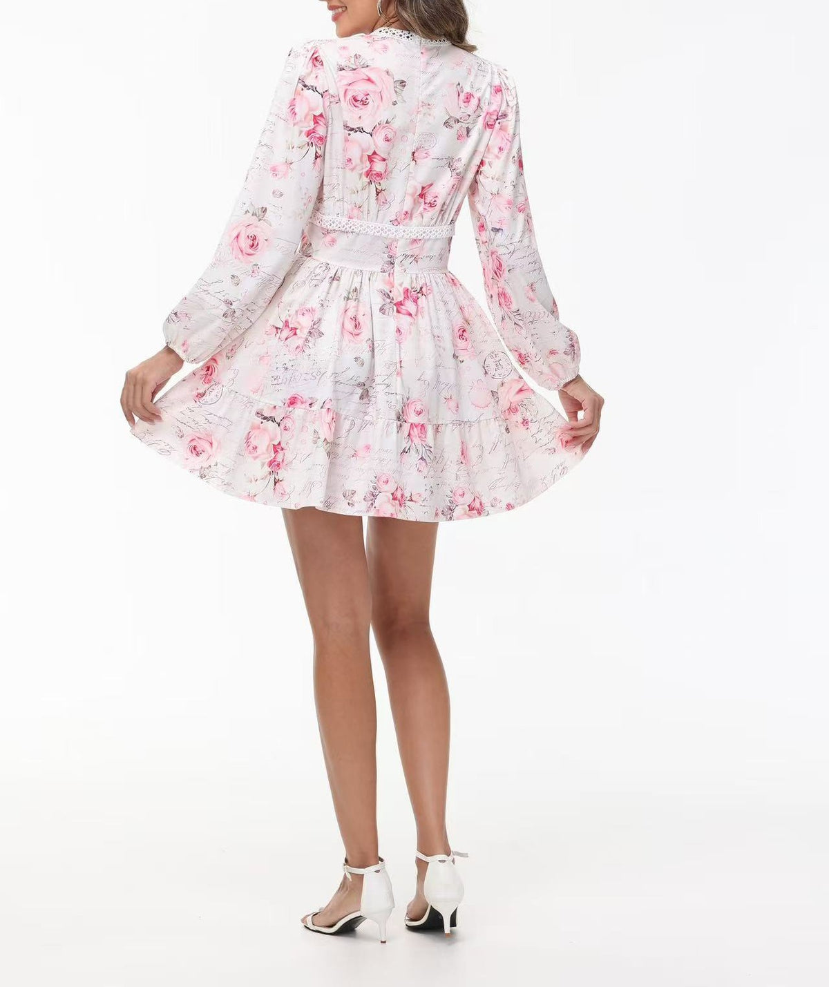 Balloon Sleeve Floral Ruffle Mini Dress - view 7