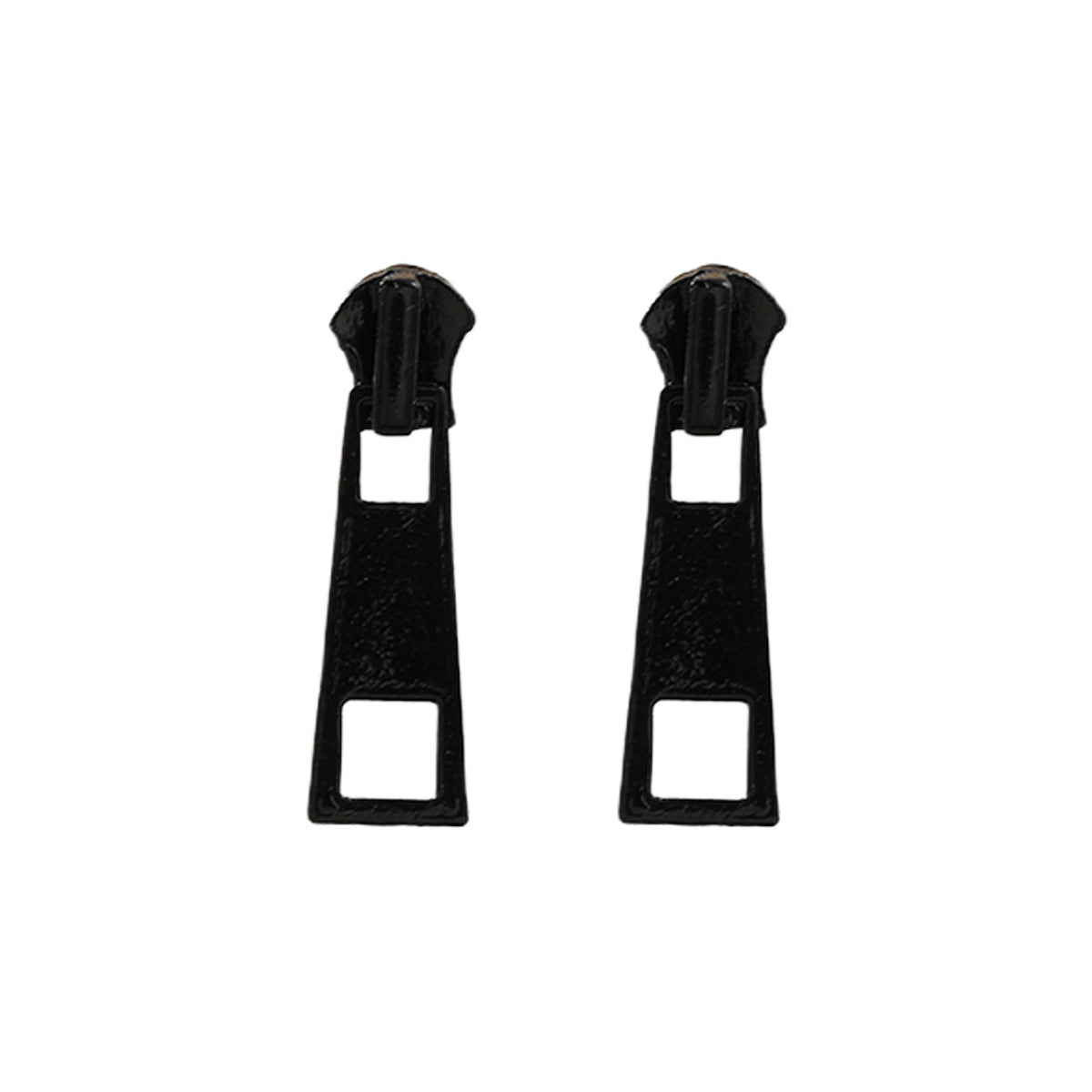 Playful Zipper Pull Dangle Earrings - Black