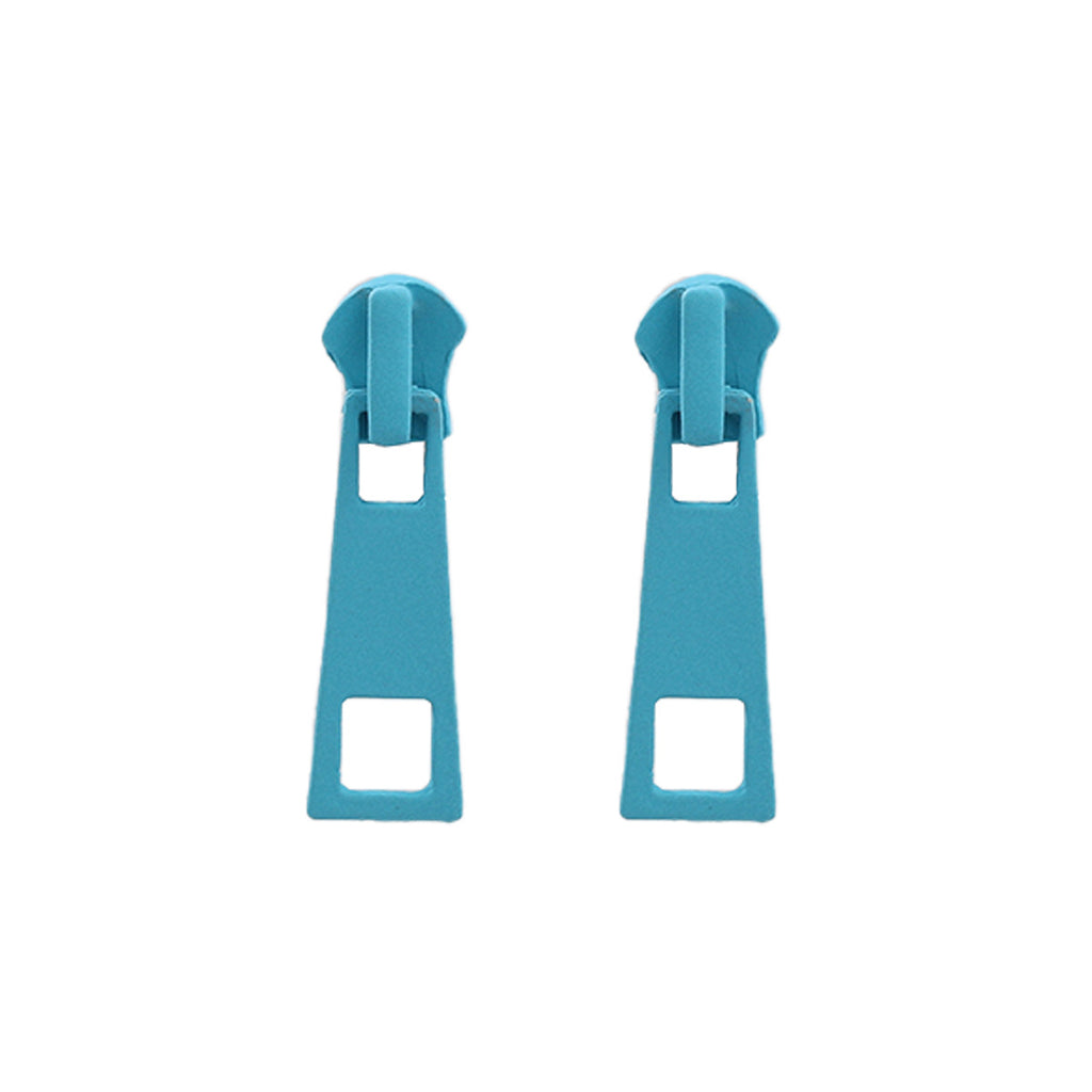 Playful Zipper Pull Dangle Earrings - Blue