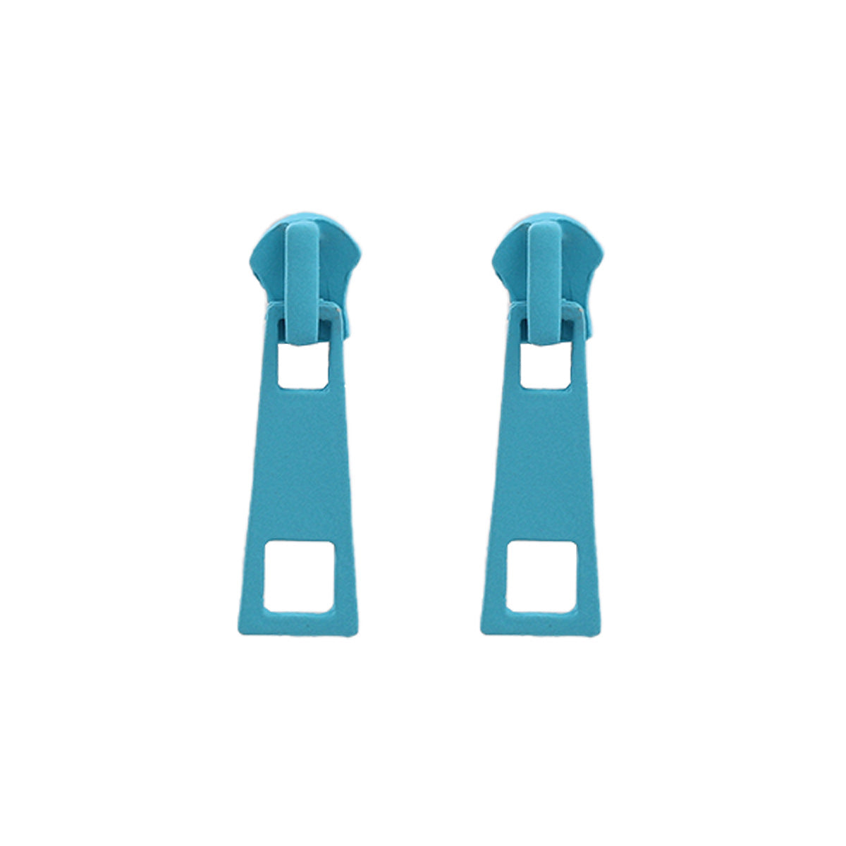 Playful Zipper Pull Dangle Earrings - Blue