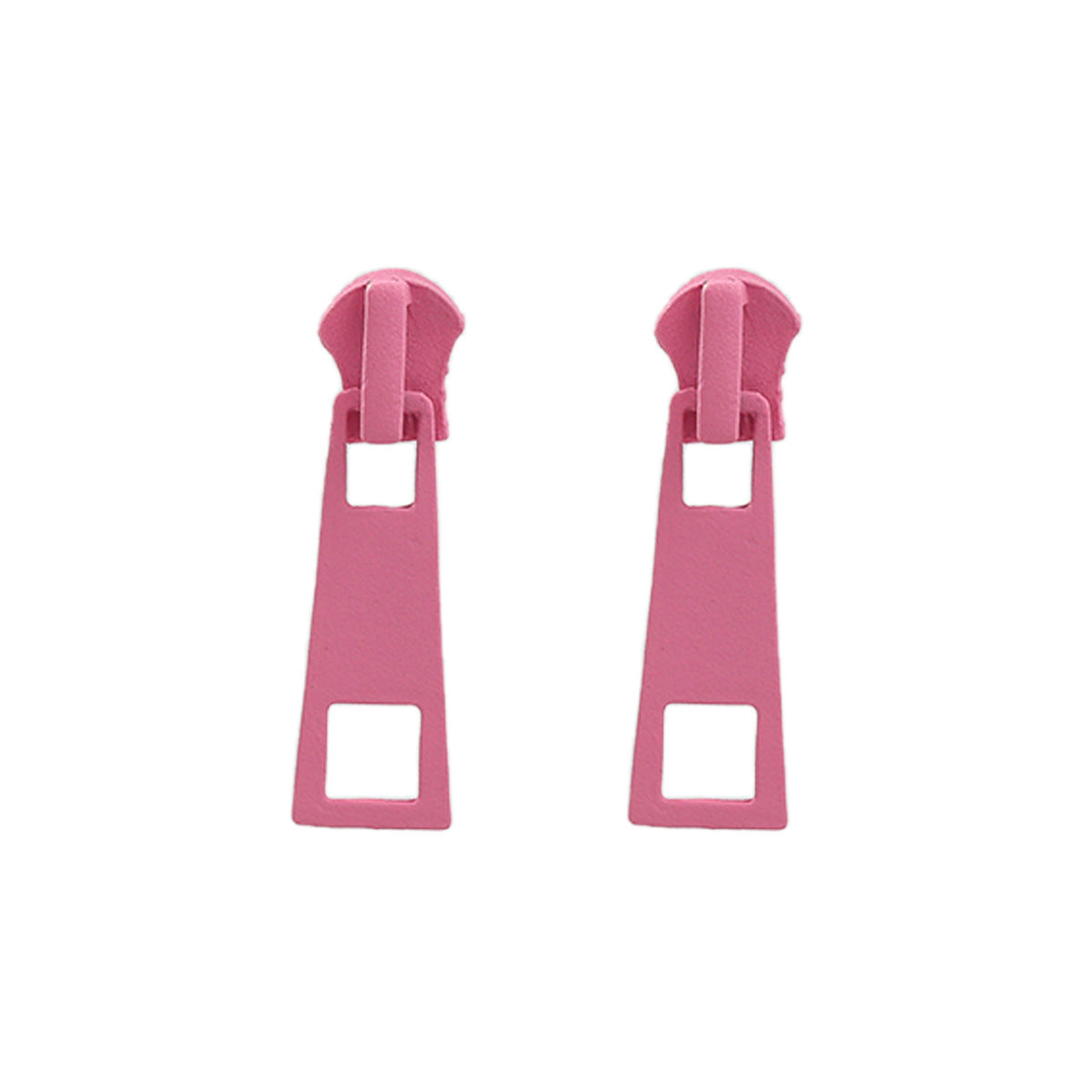 Playful Zipper Pull Dangle Earrings - Pink