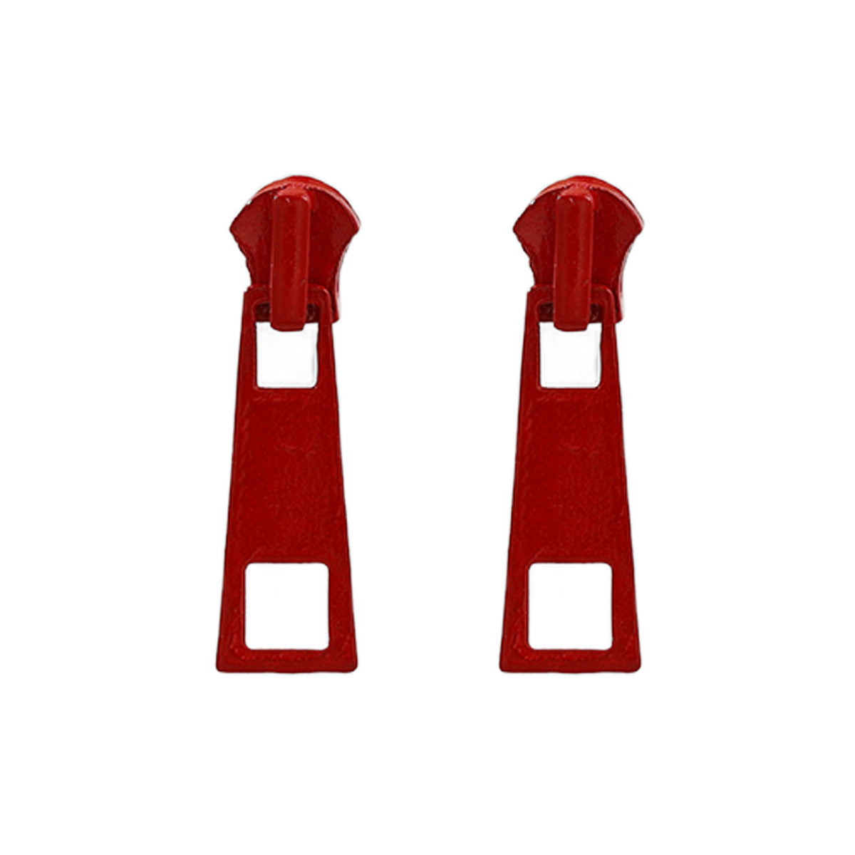 Playful Zipper Pull Dangle Earrings - Red