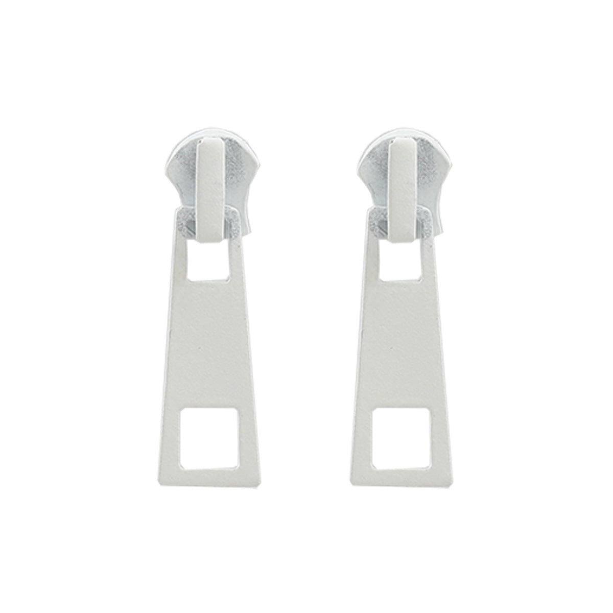 Playful Zipper Pull Dangle Earrings - White