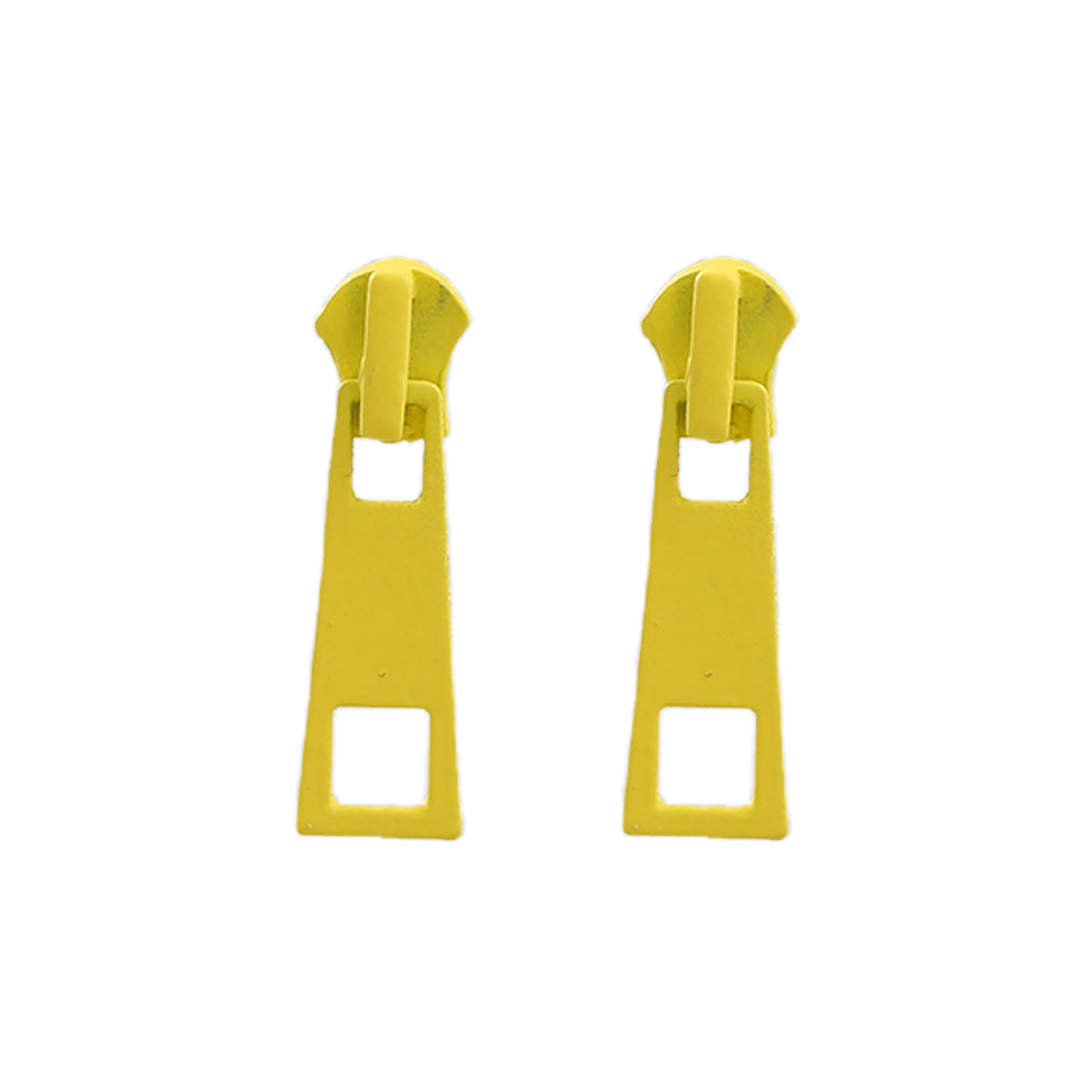 Playful Zipper Pull Dangle Earrings - Yellow