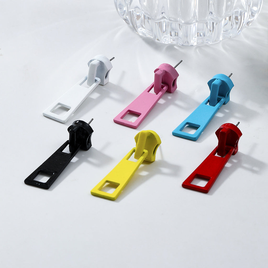 Playful Zipper Pull Dangle Earrings - view 1