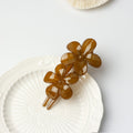 Translucent Double Flower Hair Claw Clip - Yellow