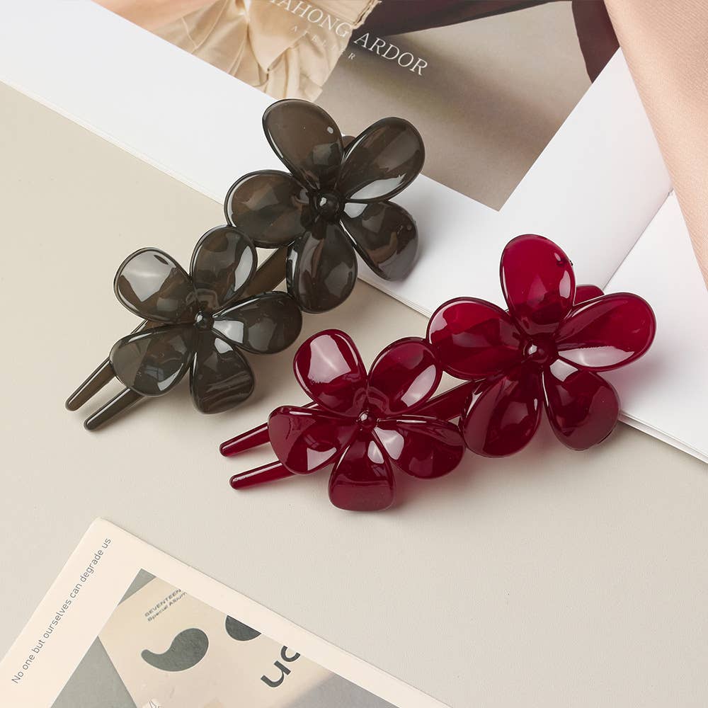 Translucent Double Flower Hair Claw Clip