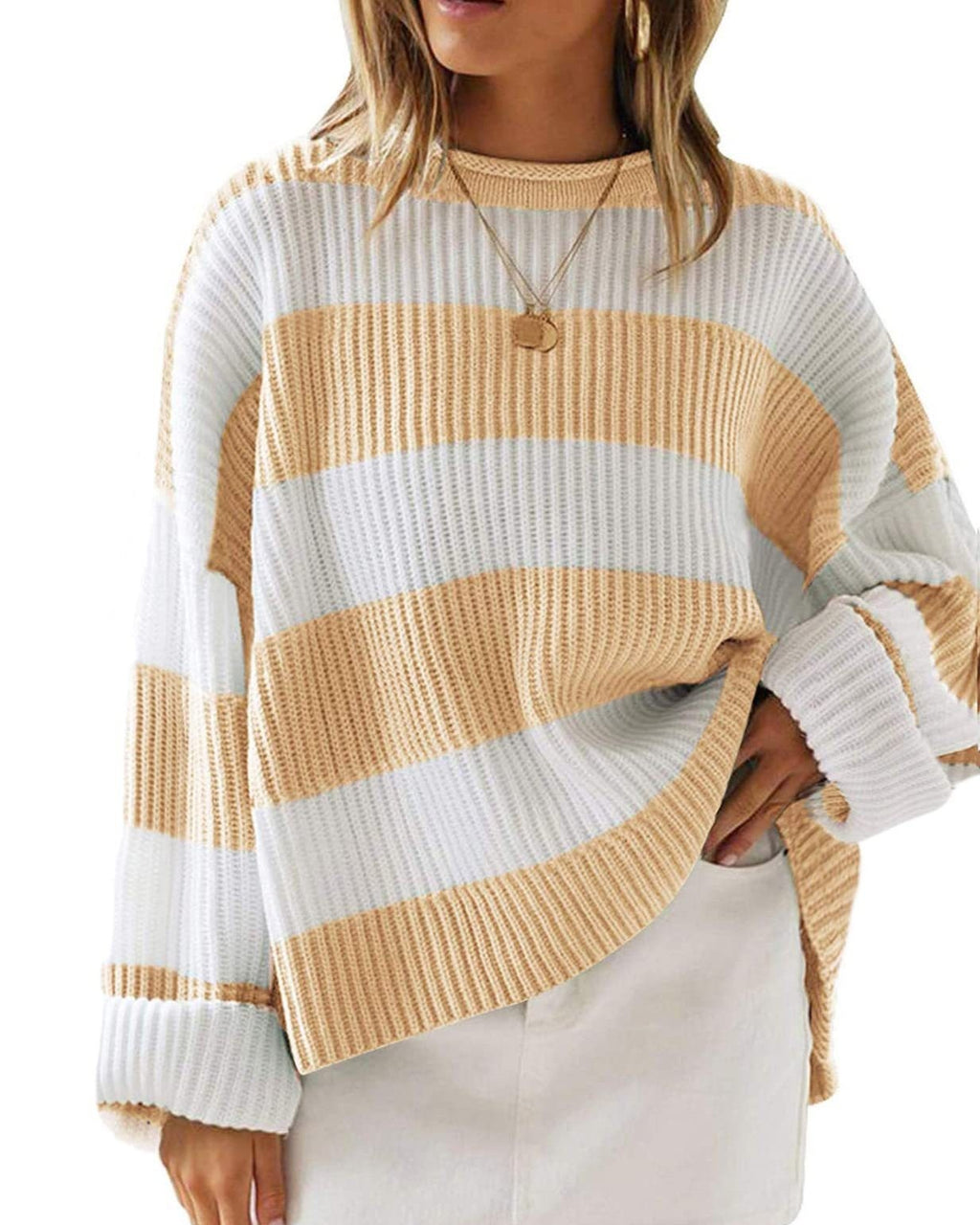 Oversized Rugby Stripe Drop Shoulder Sweater - Yellow