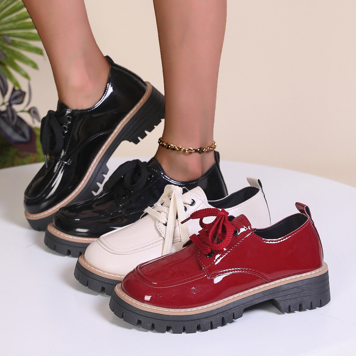 Lace-Up Platform Oxford Shoes
