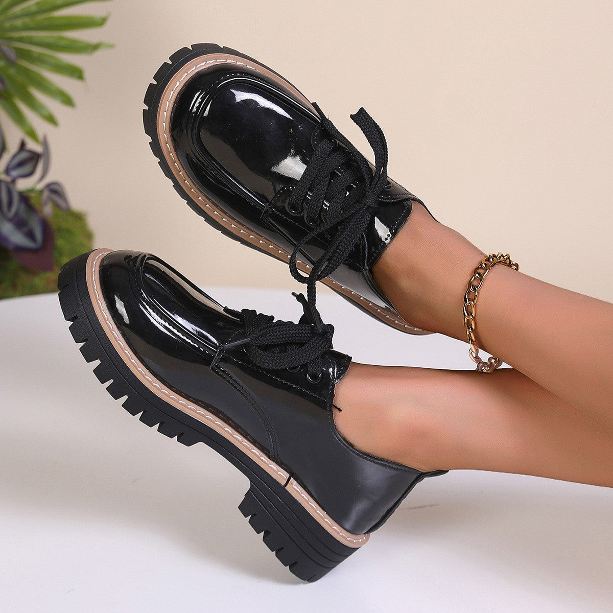 Lace-Up Platform Oxford Shoes
