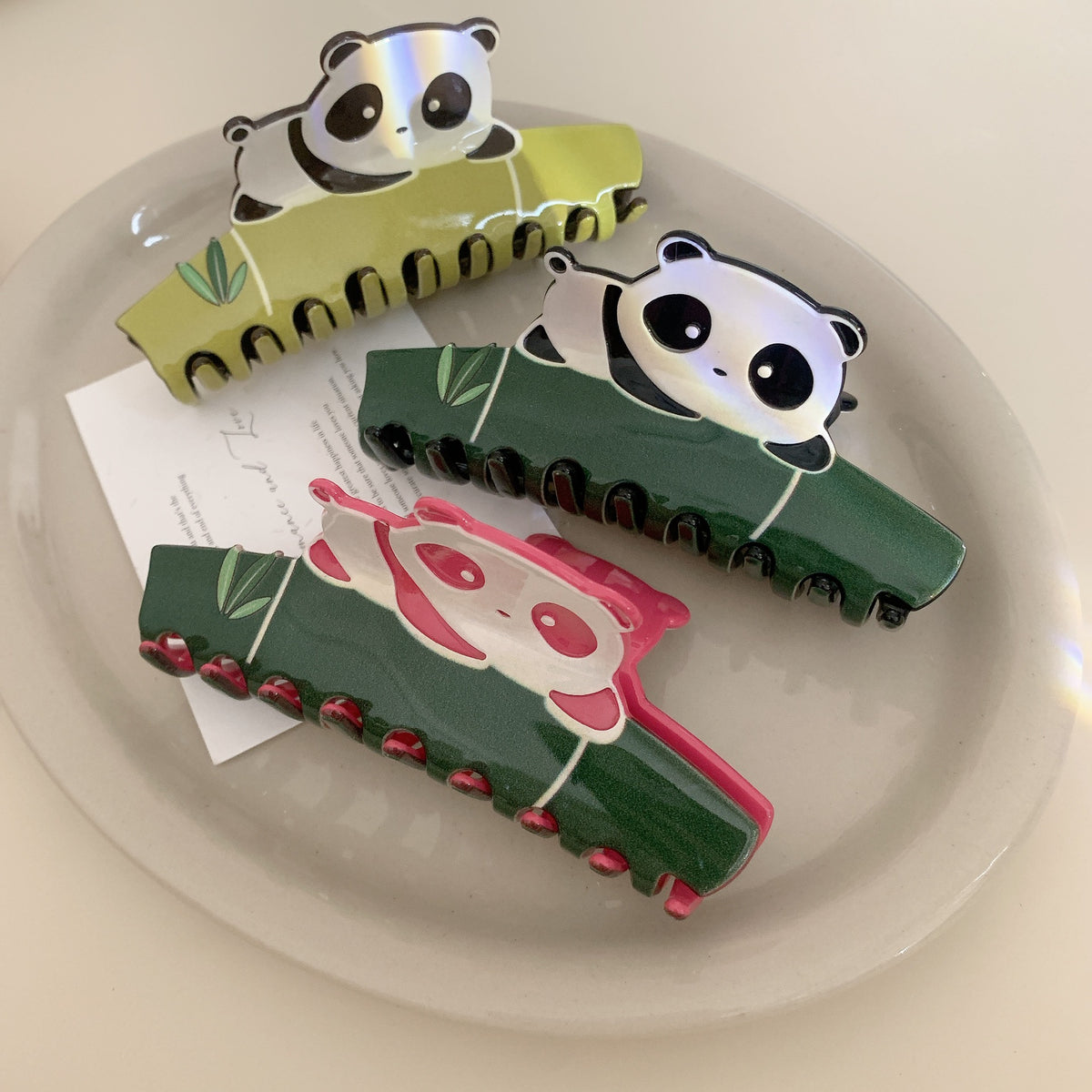 Panda and Bamboo Acetate Hair Claw