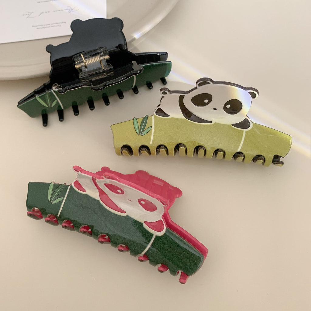 Panda and Bamboo Acetate Hair Claw - view 1