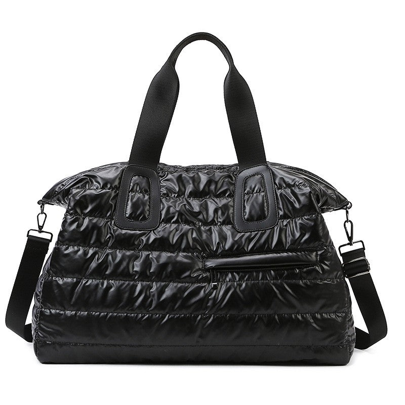 Quilted Puffer Weekender Duffel Bag - Black
