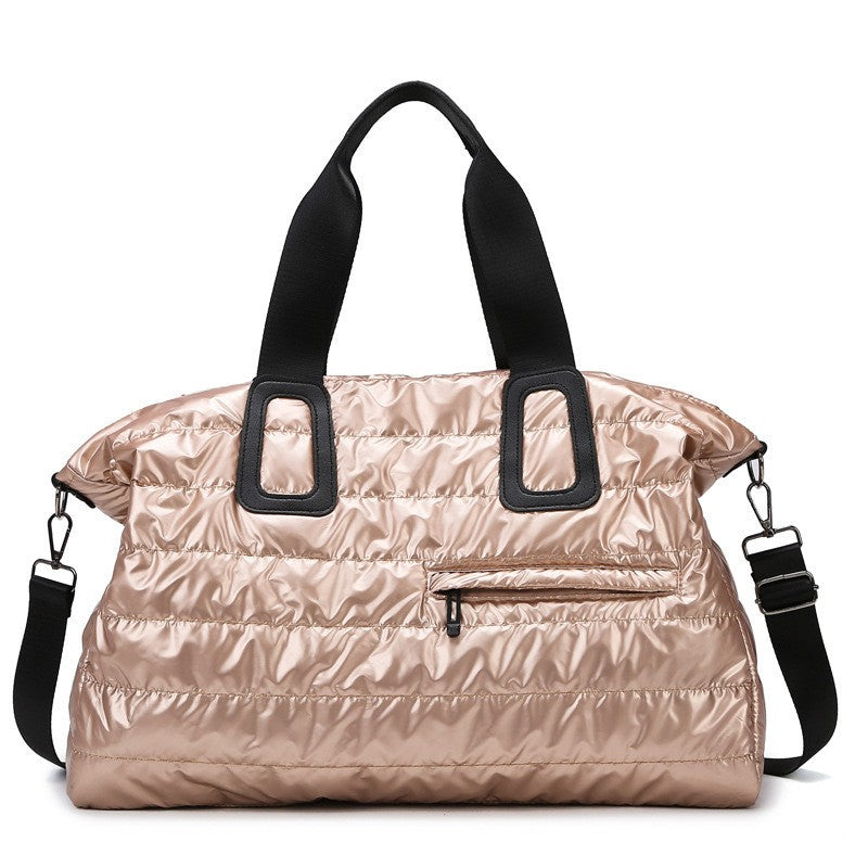 Quilted Puffer Weekender Duffel Bag - Rose Gold