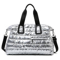 Quilted Puffer Weekender Duffel Bag - Silver