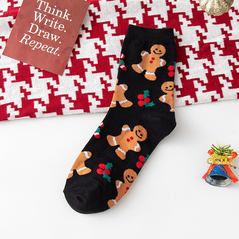 Festive Character Print Crew Socks - Biscuits
